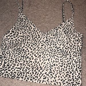 Leopard print cross over tank top